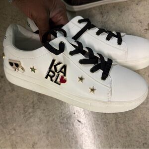 Karl Lagerfeld White Sneakers with Black Accents